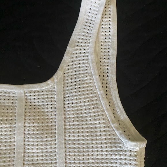 Babaton Sculpt Knit Squareneck White Ribbed Mesh Stotch Coquette Y2K Tank Size M - Picture 6 of 11